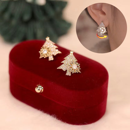 Rotatable Christmas Tree Earrings Shiny