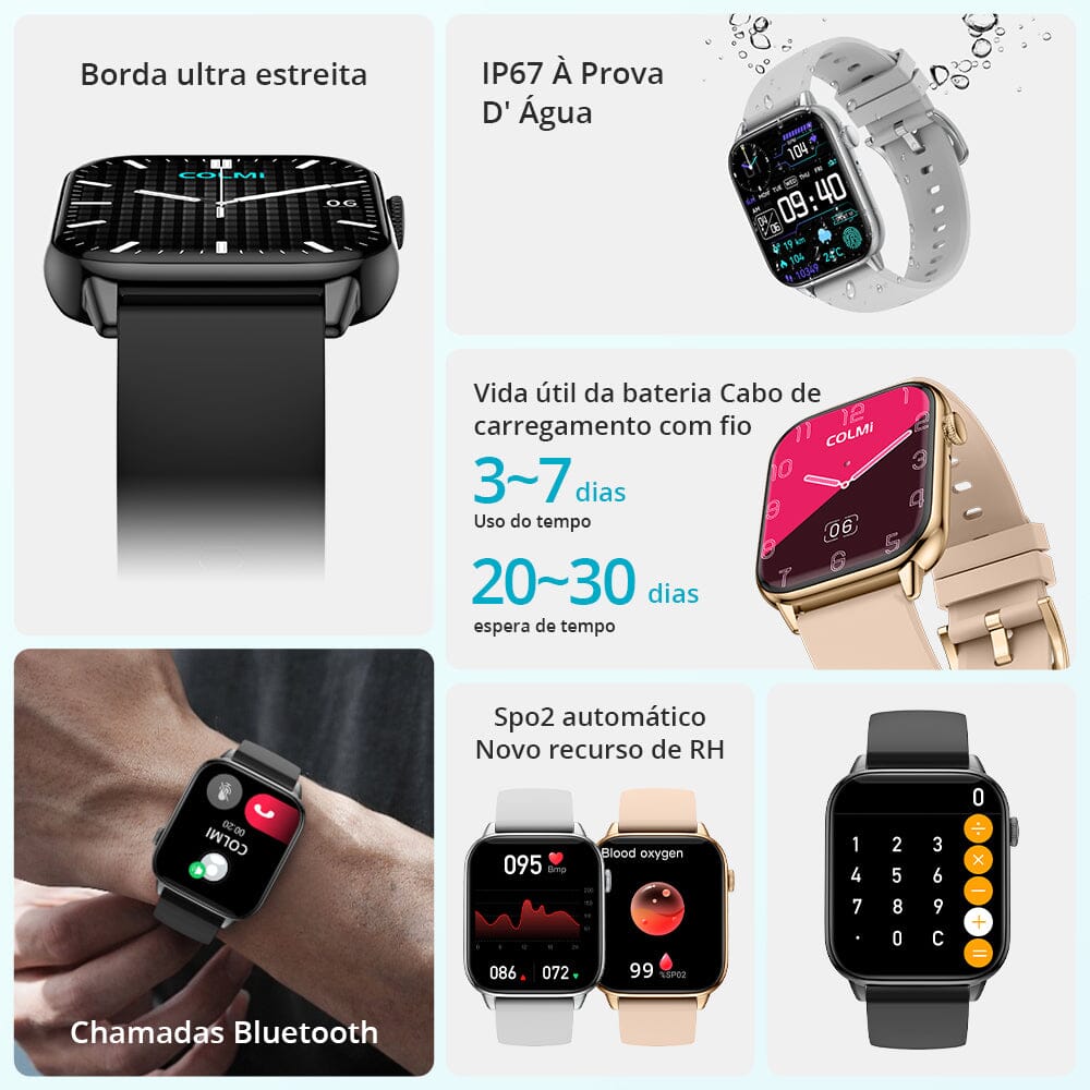 Smartwatch Wellness À Prova D'Água Bateria 7 dias