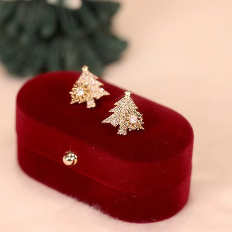 Rotatable Christmas Tree Earrings Shiny