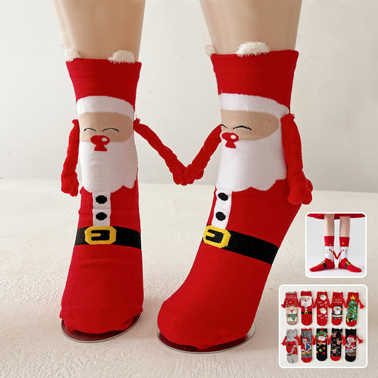 Christmas Magnetic Socks Cute Elk Santa Claus Snowman