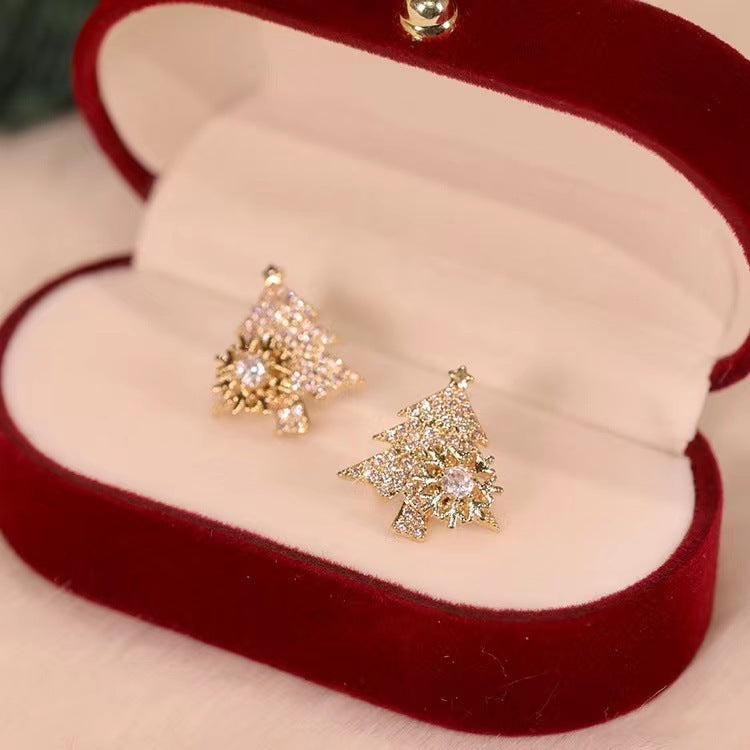 Rotatable Christmas Tree Earrings Shiny