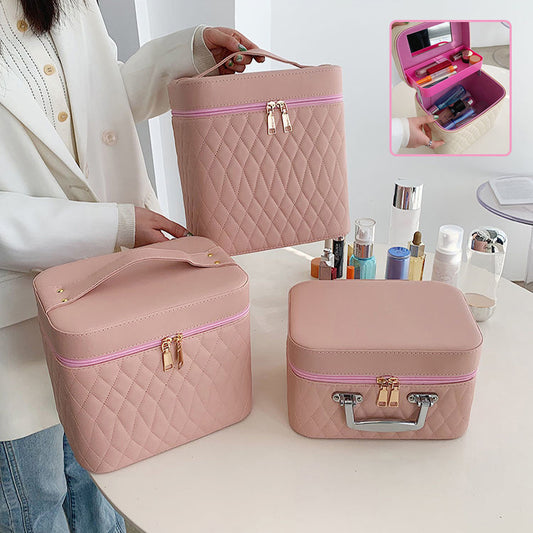 Portable Cosmetic Bag With Mirror Design Fashion