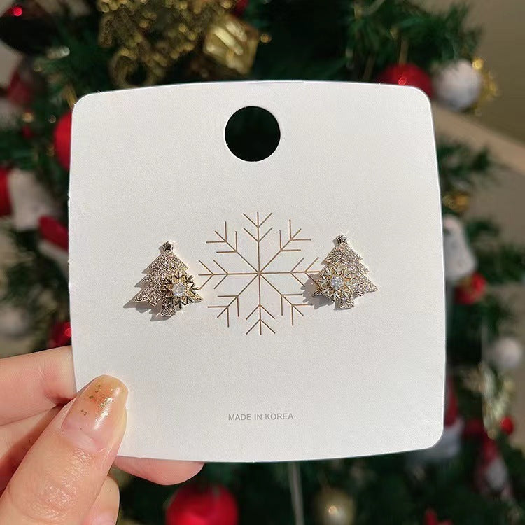 Rotatable Christmas Tree Earrings Shiny