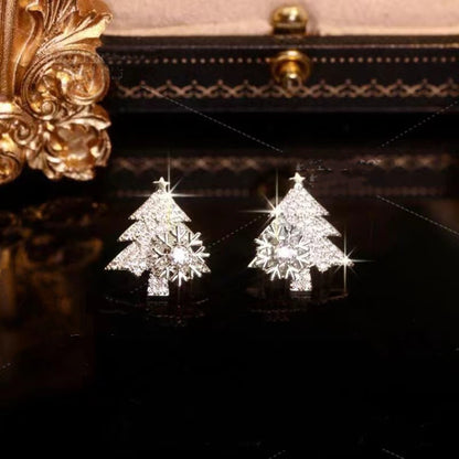 Rotatable Christmas Tree Earrings Shiny