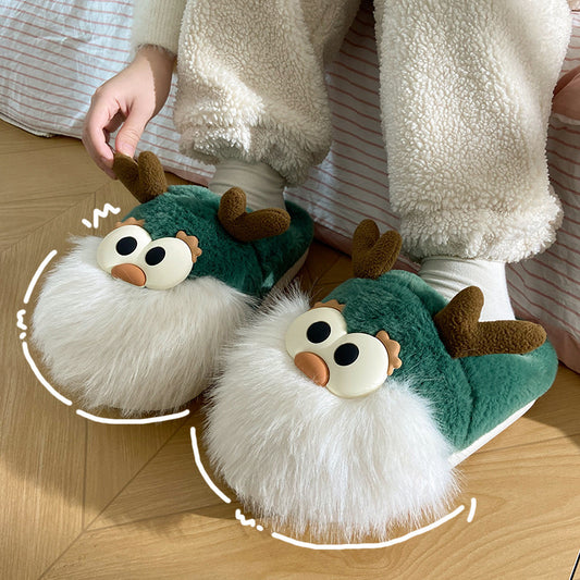 Cute Cartoon Christmas Deer Cotton Shoes Winter Indoor